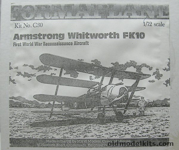 Formaplane 1/72 Armstrong-Whitworth F.K.10 (FK-10) Quadruplane, C30 plastic model kit